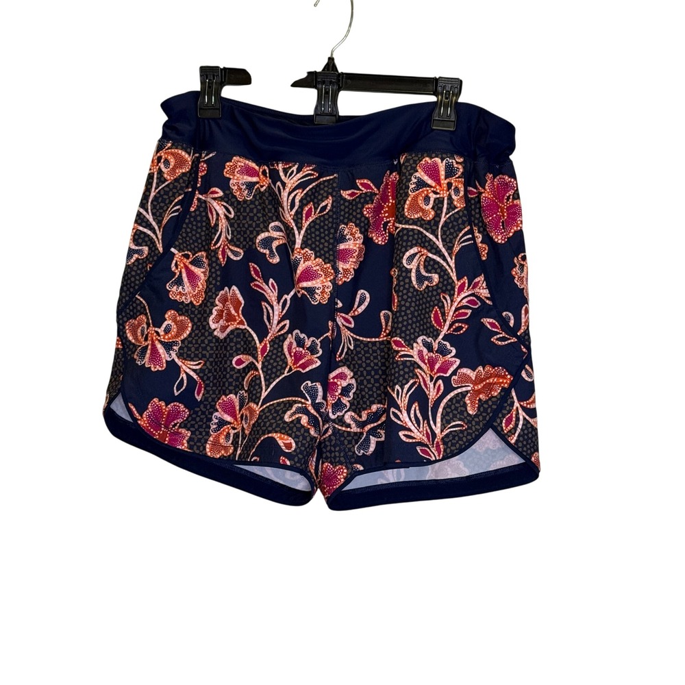 Lands End Women's Size 16‎ Floral Athletic Swimsuit Shorts Pockets Beach Swim